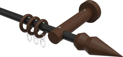 Produktbild von Interdeco Gardinenstange / Vorhangstange Schwarz / Nussbaum lackiert, Typ Adrian Doman (Doppelkegel), 16 mm Ø 1-läufig, 160 cm
