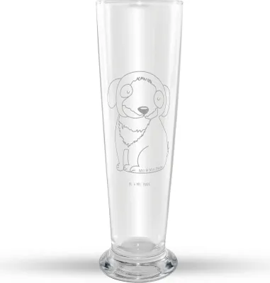 Produktbild von Mr. & Mrs. Panda Bierglas Hund Entspannen - Transparent - Geschenk, Bier Glas, Süß, Sprüche, Schwarzer, Hundeliebe, Liebe, Mr Mrs Weizenglas, Weizen, Weißbierglas