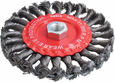 Immagine prodotto di Spazzola metallica circolare dura, abrasiva trecciata, in acciaio, per la rimozione della ruggine dal metallo, scorie di saldatura, superfici metalliche 125 mm