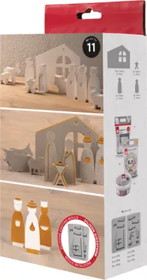 Produktbild von Rayher Silikon Gießform Krippe, 2teilige Form mit 11 Formen, Box