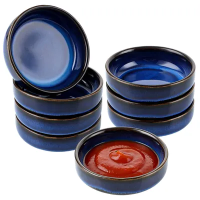 8er-Set runde Dipschalen, Keramik, 8,8 cm, mikrowellengeeignet