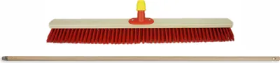 Produktbild von Novaliv Straßenbesen 80 cm I Besen mit Stiel Holz I Elaston rot I Industriebesen Kehrbesen Gartenbesen Hofbesen Besen mit Stiel draußen Hallenbesen Besen Terrasse Außenbesen