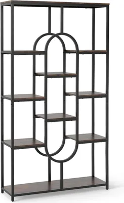 Immagine prodotto di Libreria geometrica a 5 ripiani, marrone e nero, struttura in metallo