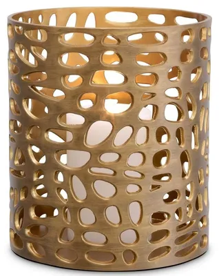 Produktbild von Casa Padrino Designer Windlicht / Kerzenleuchter Messing Finish ø 24,5 x H.27 cm - Luxus Windlicht