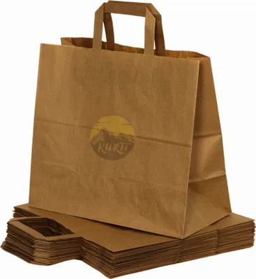 Produktbild von KURTT - 50 Stück - Papiertragetasche/Papiertüten 32x17x27cm braun - Mahlzeit Taschen - Papiertüten - Geschenktüten - umweltfreundlich