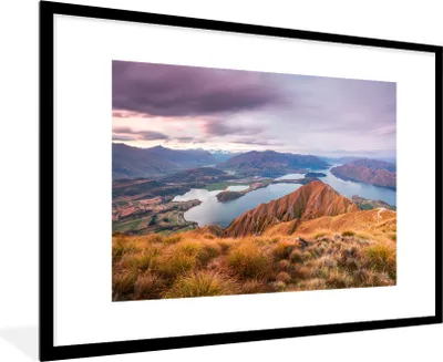 Produktbild von MuchoWow® Gerahmtes Poster Berg - See - Himmel 90x60 cm - Poster mit Schwarzem Bilderrahmen Wandposter Rahmen Foto Bilder - Wanddekoration - Fotos