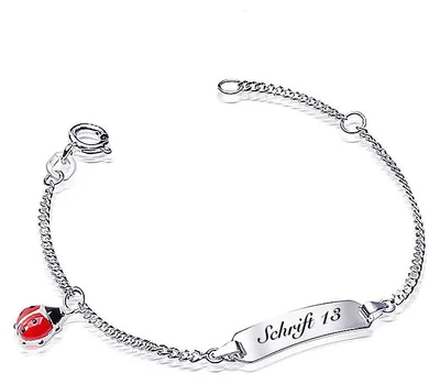 Produktbild von MATERIA by Matthias Kinder Armband mit Gravur Marienkäfer 925 Silber Schmuck Armkette Glück Emaille rot 12-14cm SA-61