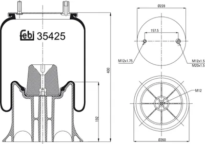 Produktbild von FEBI BILSTEIN Luftfederbalg 39425 400mm 260mm 228mm