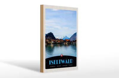 Produktbild von Holzschild Reise 20x30cm Iseltwald See Schnee Gebirge Urlaub