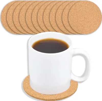 Produktbild von 12x Kork Untersetzer Bierdeckel Tasse Korkuntersetzer Glas Flasche Rund 10 cm