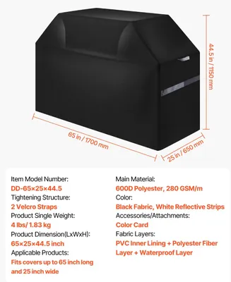 Image de Couverture de barbecue, imperméable, résistante, 65 pouces, 65 pouces