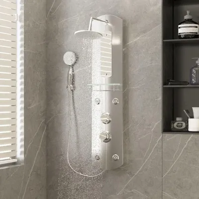 Produktbild von Duschpaneel - Duschwand mit Massagefunktion - Regendusche - Handbrause - Edelstahl