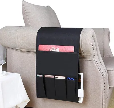 Produktbild von Famanu Sofa-Organizer für Armlehnen - Schwarz, wasserfest, verstärkt, für Zeitschriften, Fernbedienungen, Snacks