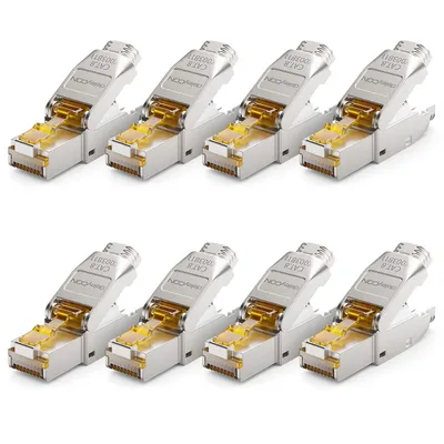 Produktbild von deleyCON CAT 8 Netzwerkstecker RJ45 werkzeuglos 40 Gbit/s, 8 Stück