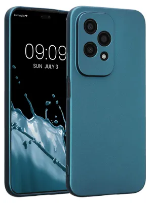 Produktbild von kwmobile Handyhülle für HONOR 200 Lite Hülle - weiche Silikon Case metallisch schimmernd - Schutzhülle Cover - Metallic Karibikblau