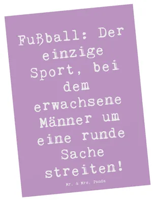 Produktbild von Mr. & Mrs. Panda Postkarte Spruch Fußballspiel - Lavendeltraum - Geschenk, Humor, Ansichtskarte, Sportler, Ansichtskarten, Männer, Erlebnis, Postkarten, Teamsport, Streit