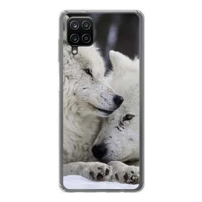 Produktbild von MuchoWow® Handyhülle Schutzhülle Hülle für Samsung Galaxy A12 Wölfe - Schnee - Familie Silikon Softcase Handy Hülle - Bild