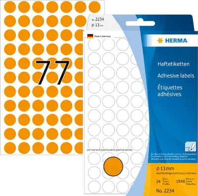 Zdjęcie produktu dla HERMA 2234, Pomarańczowy, Okrągły, Celuloza, Papier, 24 ark., 11,1 cm, 17 cm