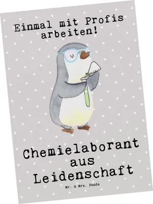 Produktbild von Mr. & Mrs. Panda Postkarte Chemielaborant Leidenschaft - Grau Pastell - Geschenk, Spruch, Ansichtskarte, Grußkarte, Postkarten, Labor, Chemiker, Ansichtskarten, Fotokarte