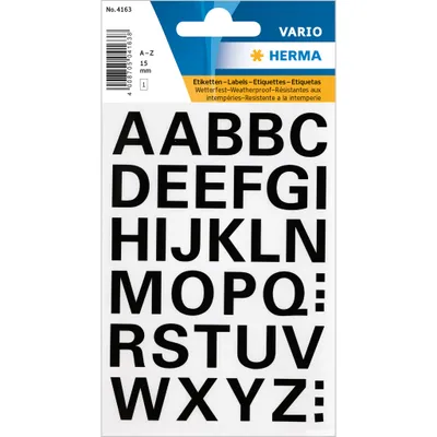 Produktbild von Buchstaben 15mm A-Z selbstklebend wetterfest Folie schwarz VE=1 Blatt