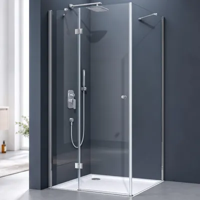 Image de doporro Cabine de Douche en Angle Transparent 100x100x190cm avec Receveur de Douche Paroi de Douche Montage Réversible Porte Pivotante Rectangulaire Ravenna05