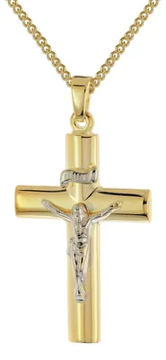 Productafbeelding van trendor 28574 Kruis, zilver 925, verguld, met ketting, 45 cm