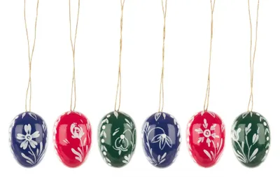 Obrázek produktu pro Velikonoční vajíčka s bílými květy (6) V=3,5cm NOVINKA