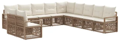 Immagine prodotto di Set di divani da giardino 11 pezzi Beige poly rattan