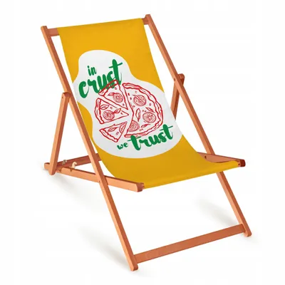 Obrázok produktu pre Drevené ležadlo „In Crust We Trust“ s oranžovým rámom – záhradné ležadlo, vonkajšie priestory a balkón
