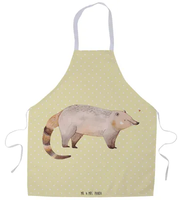 Produktbild von Mr. & Mrs. Panda Grillschürze Nasenbär - Gelb Pastell - Geschenk, Rüsselbär, Kochschürze, Küchenzubehör, Küchenschürze, Lustige Sprüche, Arbeitsschürze, Schürze, Bär