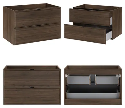 Produktbild von Badmöbel-Set 2-teilig mit Hochschrank & 80 cm Waschbeckenunterschrank in Walnuss - TEMUCO-56-WALNUT