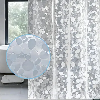 Imagen del producto de Cortina de ducha de PEVA, impermeable, resistente al moho, 183 x 200 cm, con imanes para el baño