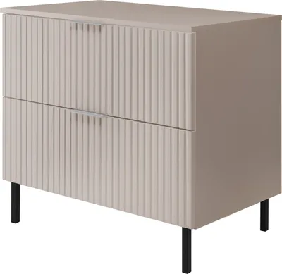 Produktbild von Waschtischunterschrank, Mattschwarz, Kaschmir mit silberner Griff, B 80 cm