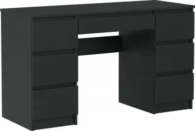 Image de VBChome Bureau 130 x 50 x 76 cm noir Bureau avec 7 tiroirs Bureau d'ordinateur Bureau d'ordinateur Table de travail PC