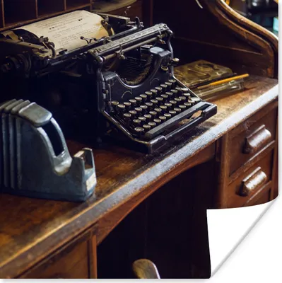 Produktbild von MuchoWow® Poster Schreibmaschine - Vintage - Antike 75x75 cm - Wand Dekoration
