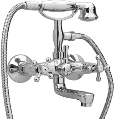 Produktbild von ZMH 2-Griff-Badewannenarmatur und Handbrause Verchromt