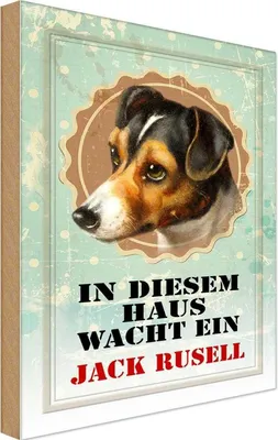Produktbild von vianmo Holzschild 18x12 cm Hund in diesem Haus wacht Jack Russel Tier Haustier