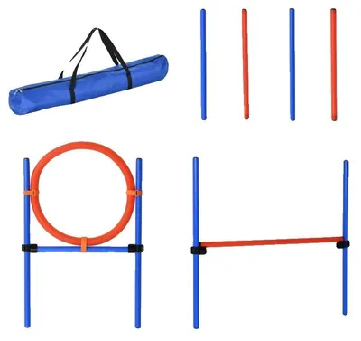 Image de Kit d'entraînement pour agility canin, hauteur réglable, facile à assembler, couleur bleue - POLYÉTHYLÈNE