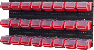 Produktbild von Set Wandregal Boxen 24 Stapelboxen  rot