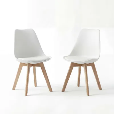 Produktbild von BEALIFE 2er Set Esszimmerstühle TB18 | Ergonomisch, Sitzhöhe 45 cm, PP+Holzbeine, skandinavisches Design | Für Esszimmer & Arbeitszimmer | Schwarz/Wei