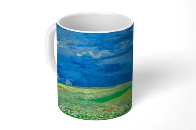 Obrázok produktu pre KitchenYeah® Hrnček na kávu Hrnček na kávu 350 ml Pšeničné pole pod mrakmi - Vincent van Gogh Hrnček na čaj - Foto hrnček - Hrnček - Keramický hrnček - Hrnček na čaj - Hrnček na kávu - Kancelársky hrnček