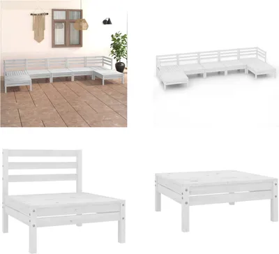 Produktbild von vidaXL 7 tlg. Garten Lounge Set Weiß Massivholz Kiefer - Gartenmöbel Set - Gartenmöbel Sets - Gartengarnitur - Gartengarnituren