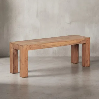 Sitzbank Landhaus-Stil_ Massivholz_ Akazie/Sheesham_ 160/180x45 cm_ 200/250 kg Belastung_ handgefertigt - KADIMA DESIGN_Farbe_ Beige_ Größe_ 120x35x45 cm_#sku_BARWL1.465#