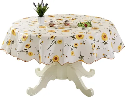 Obrázek produktu pro Voděodolný vinylový ubrus, kulatý ubrus, stíratelný ubrus do kuchyně a jídelny (slunečnice, kulatý 183 cm)