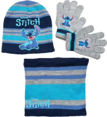 Produktbild von Disney Stitch Set Kinder Herbst 3tlg Set Wintermütze Snood Handschuhe Gr. 54