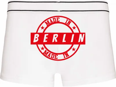 Produktbild von Boxershorts - Mann - Boxer-0025-man-white-h-XL - weiß - XL - hinten -  BERLIN - lustiges Motiv - Spruch - Unterwäsche - Unterhose - Freizeit - lustig