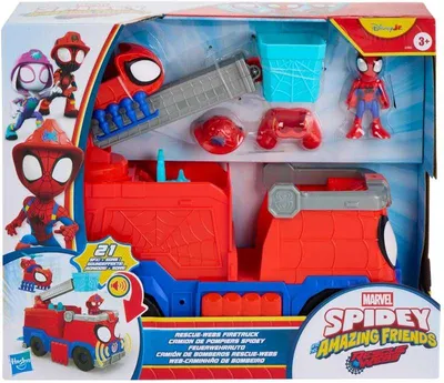 Produktbild von Marvel Spidey und seine Super-Freunde Rescue-Webs Feuerwehrauto, Rescue-Webs Theme, 3 Jahr(e), AA