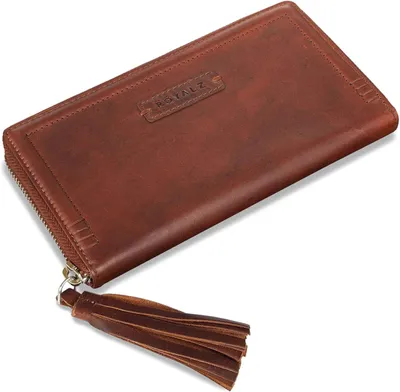 Produktbild von Vintage Geldbeutel Damen Groß Leder Portemonnaie Iris mit 12 Kartenfächern, RFID Schutz, Münzfach, XXL lang flach Geldbörse für Frauen