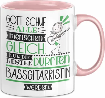 Produktbild von Bassgitarristin Geschenk Becher Tasse Gott Schuf Alle Menschen Gleich Nur Die Besten Durfeten Bassgitarristin Werden Geschenkidee Lustig (Rosa)