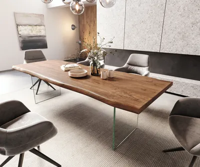 Produktbild von DELIFE Esstisch Edge 260x100 XL Akazie Braun Glas Live-Edge